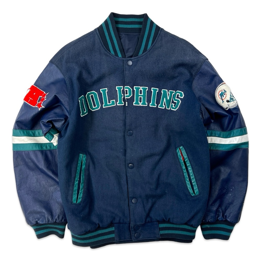 NFL Miami Dolphins Reversible Varsity Jacket - Men’s XL Blue and Teal